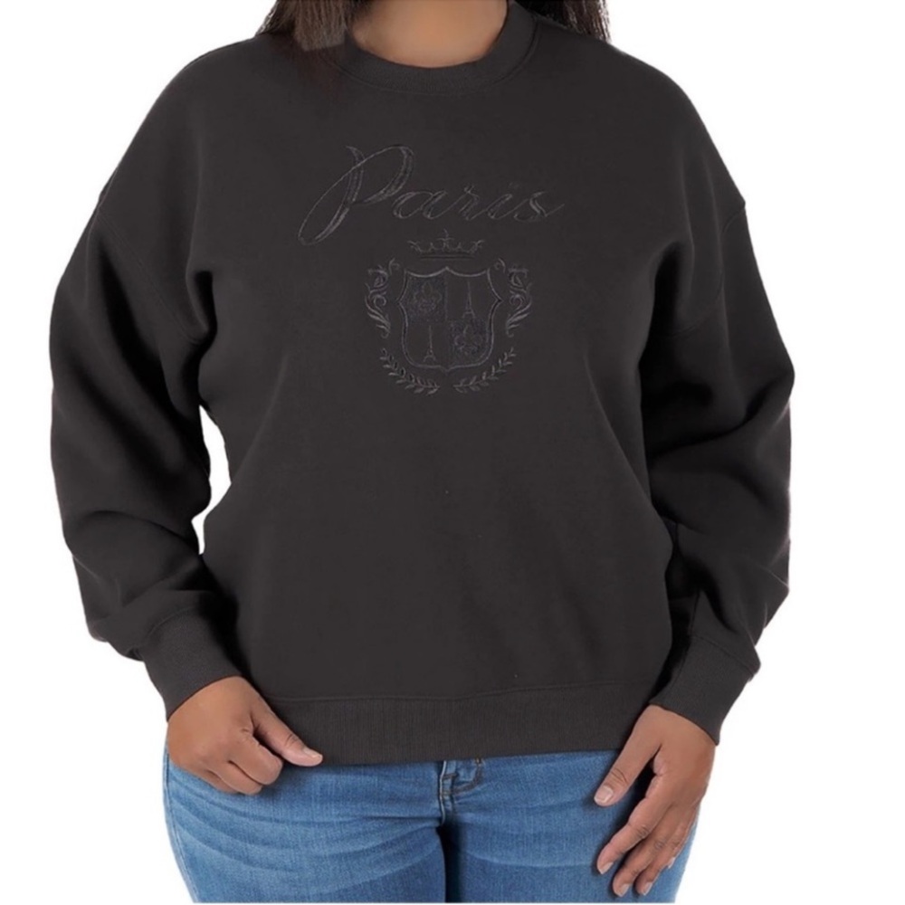 State of Mine Paris Embroidered Logo Dark Grey Sweatshirt Size Medium